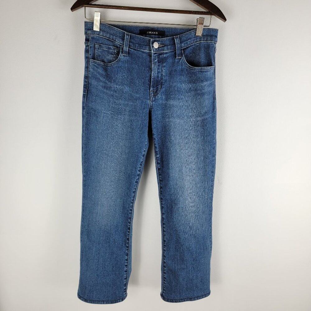 J Brand Straight Leg Frayed Hem Jeans Blue Cotton Size 27